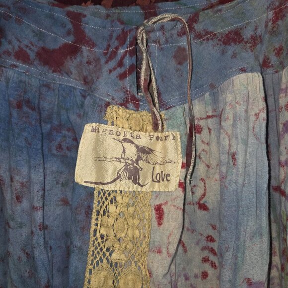 Magnolia Pearl Blue Linen Crochet Ruffled Bloomers Drawstring waist - Picture 6 of 11